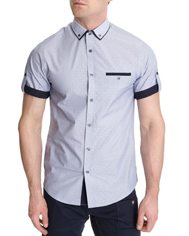 Centered Short-Sleeve Dobby Shirt